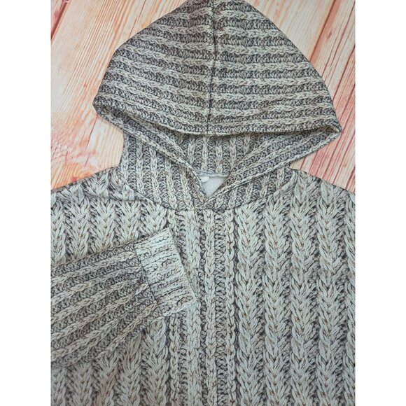 Hooded Cable Knit Print Slim Fit Hoodie Large - Picture 4 of 6